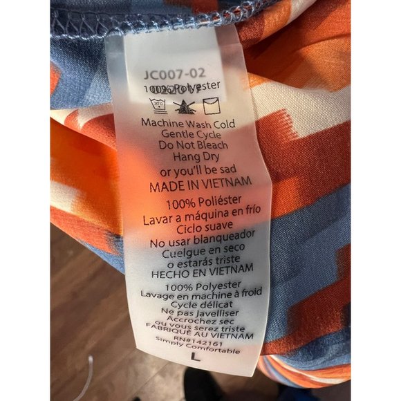 NW T Lula Roe Large Open Front Cardigan Size Large Red Orange Blue Aztec Long Sl - Picture 12 of 13